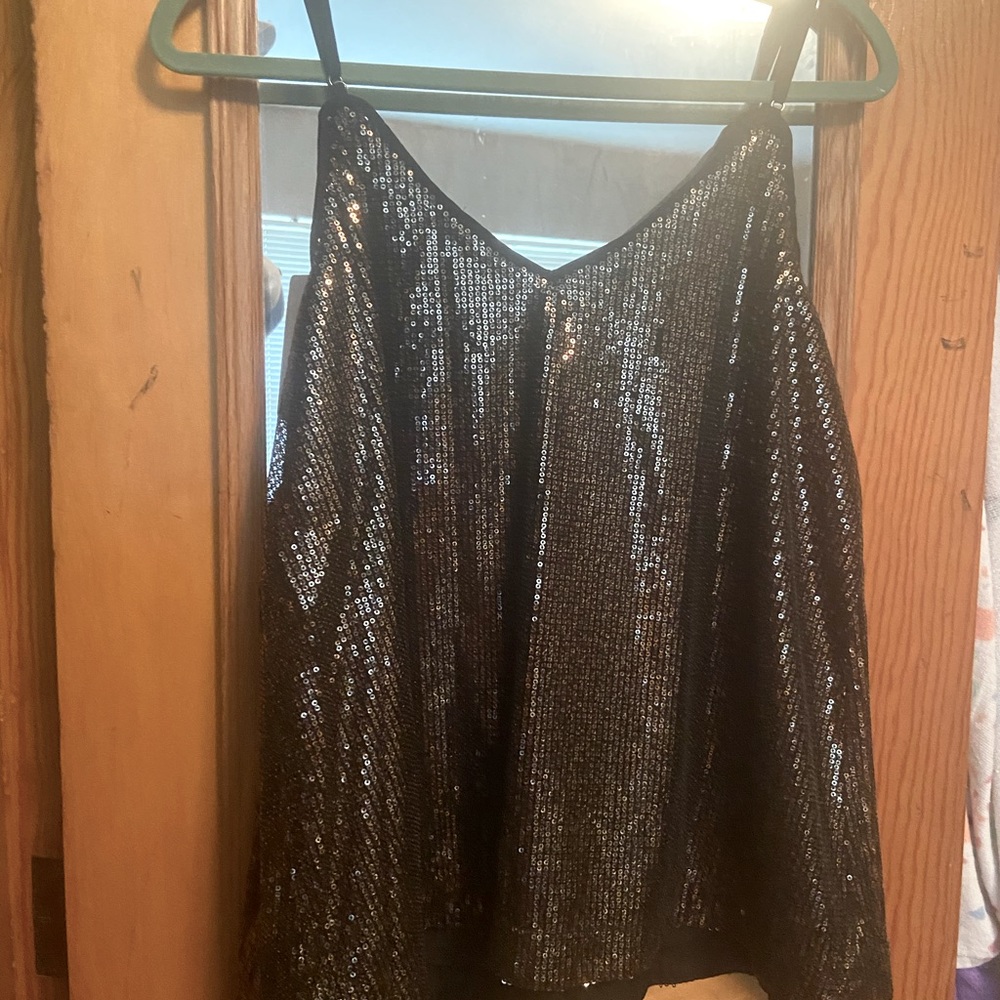 Sequin spaghetti strap tank top